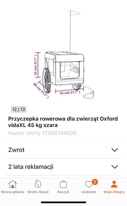 Przyczepka rowerowa dla psa XL szara