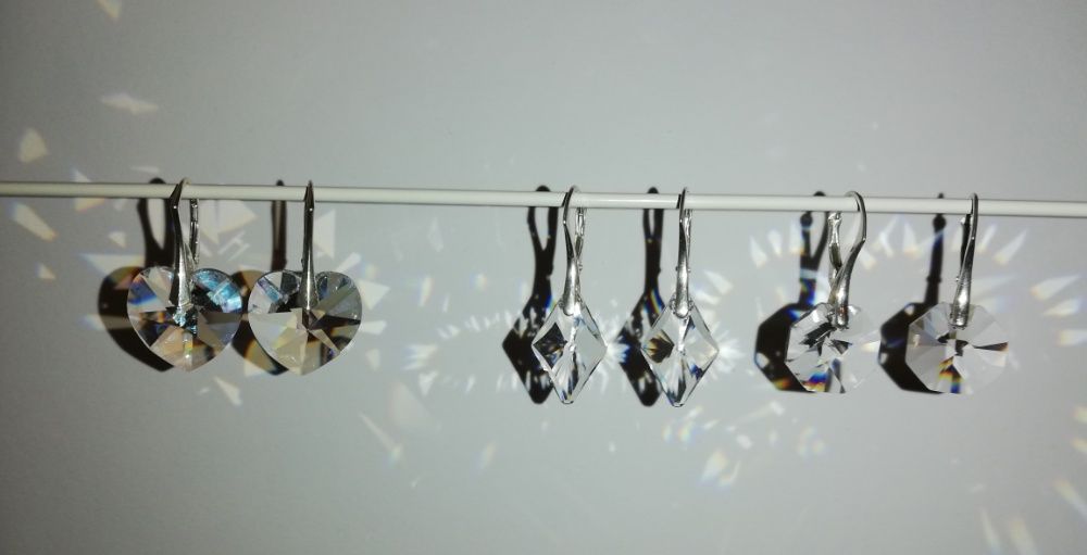 Kolczyki Swarovski srebro 925 duże serca octagon nowe
