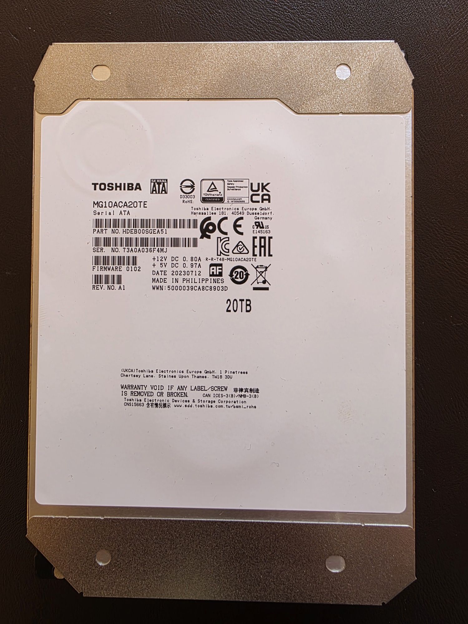Dysk HDD Toshiba 20TB Sata
