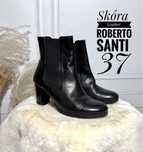 Skórzane botki damskie czarne Roberto Santi r.37 doskonaly stan
