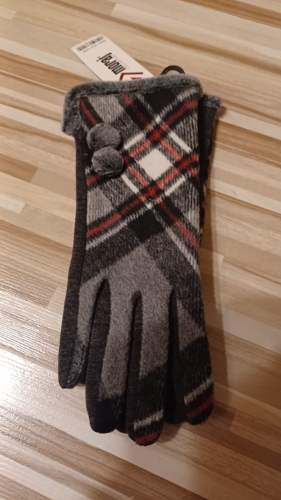 Rekawiczki w kratkę zimowe
