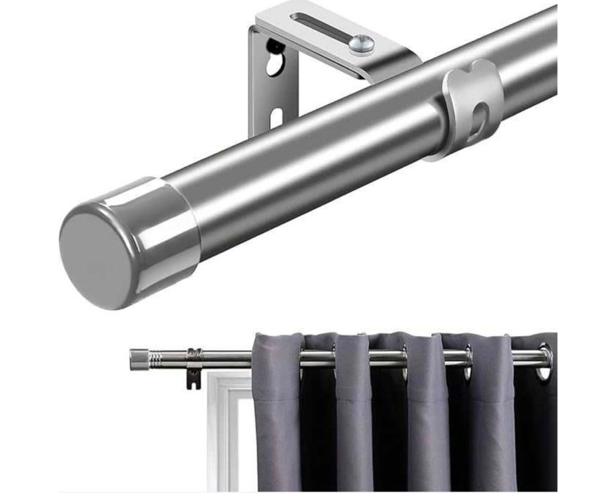 Karnisz INFLATION ze srebrnymi zakończeniami 76-345 cm, chrom