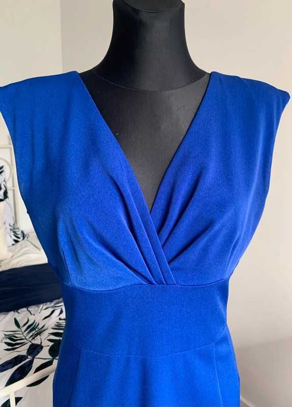 Vissavi kobaltowa elegancka dopasowana sukienka kobieca na wesele XL