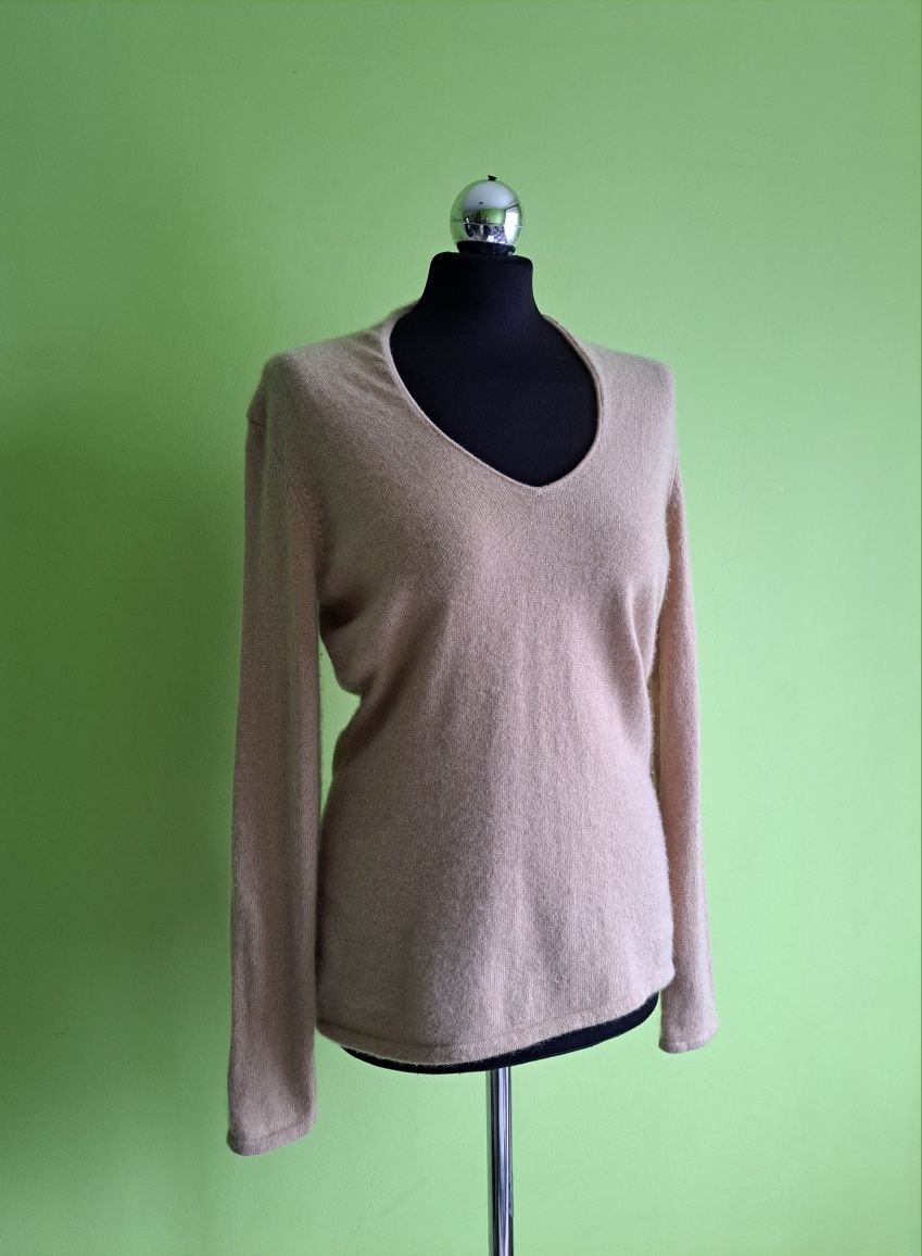 Sweter kaszmirowy camel 100% kaszmir S M