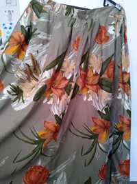 Barwna spódnica damska w kwiaty z kieszeniami,r.42-44