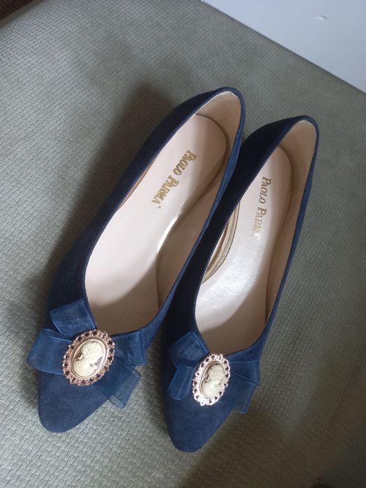 Zamszowe nowe baleriny czółenka niski obcas 37 Paolo Parma