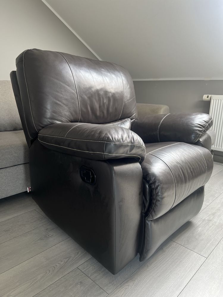 Sofa plus fotele z funkcją relax skóra