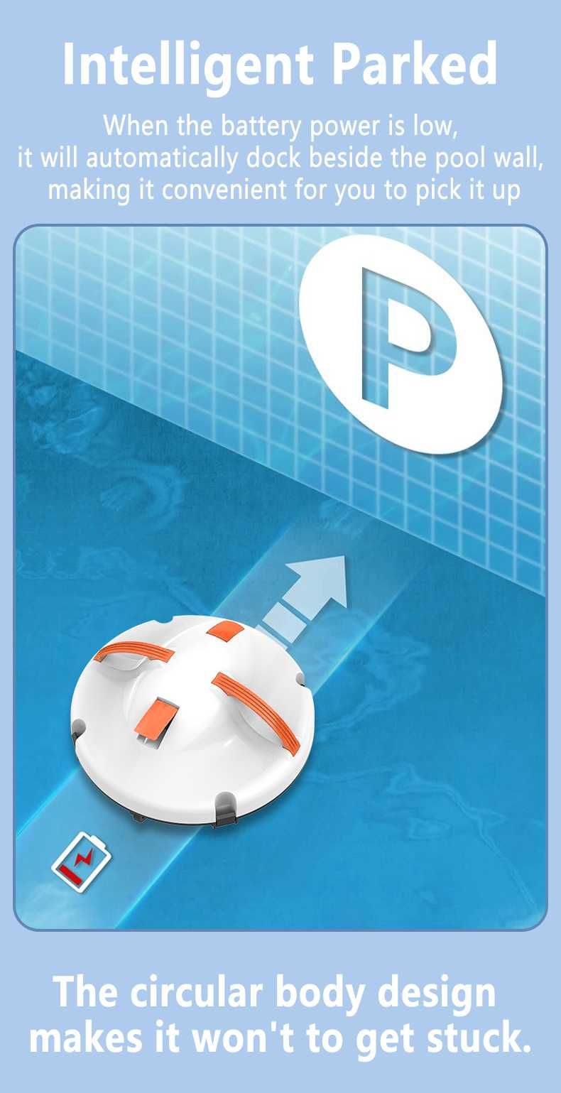 Robô aspirador de piscina automático IPX8
à prova d'água 520OmAh
