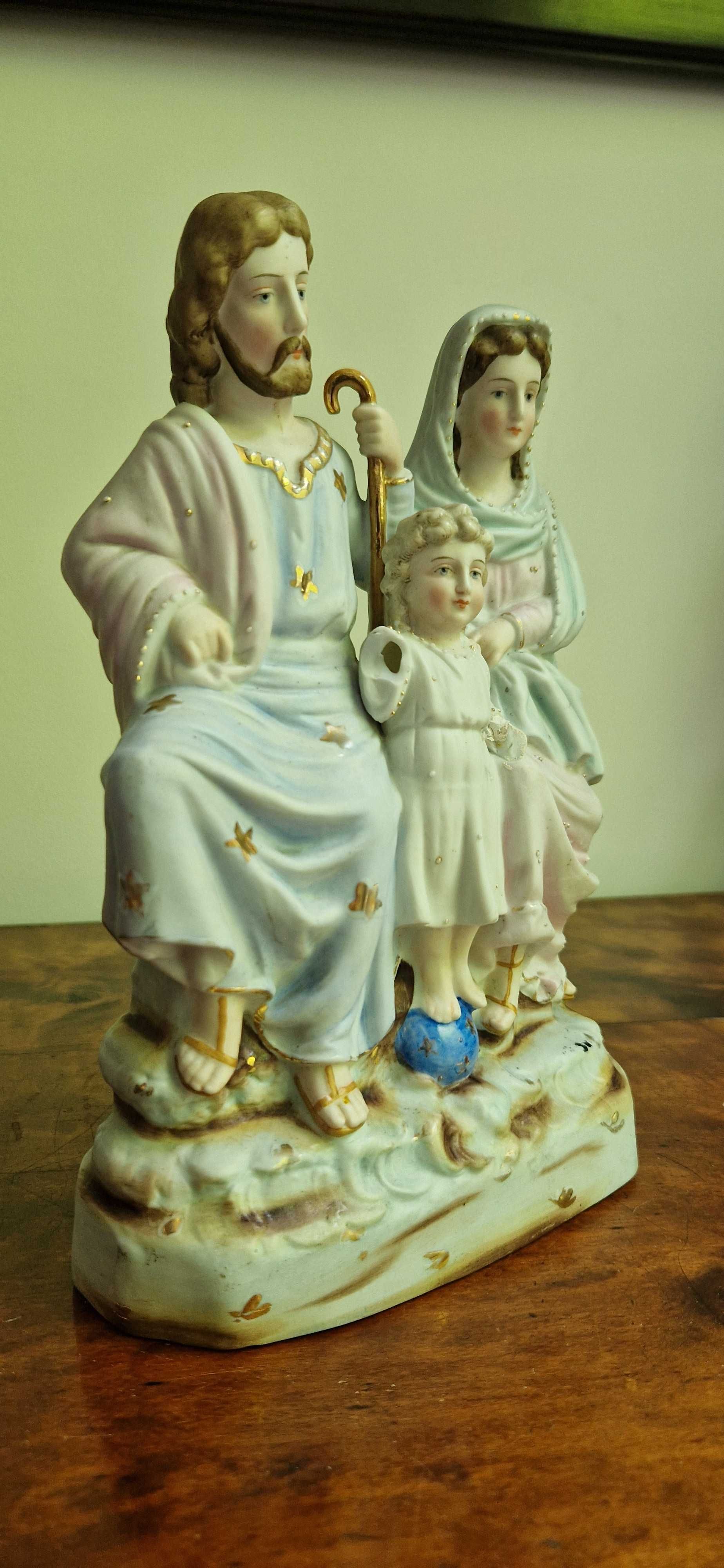 Świeta rodzina rzeźba porcelana biskwitowa antyk dewocjonalia dekor