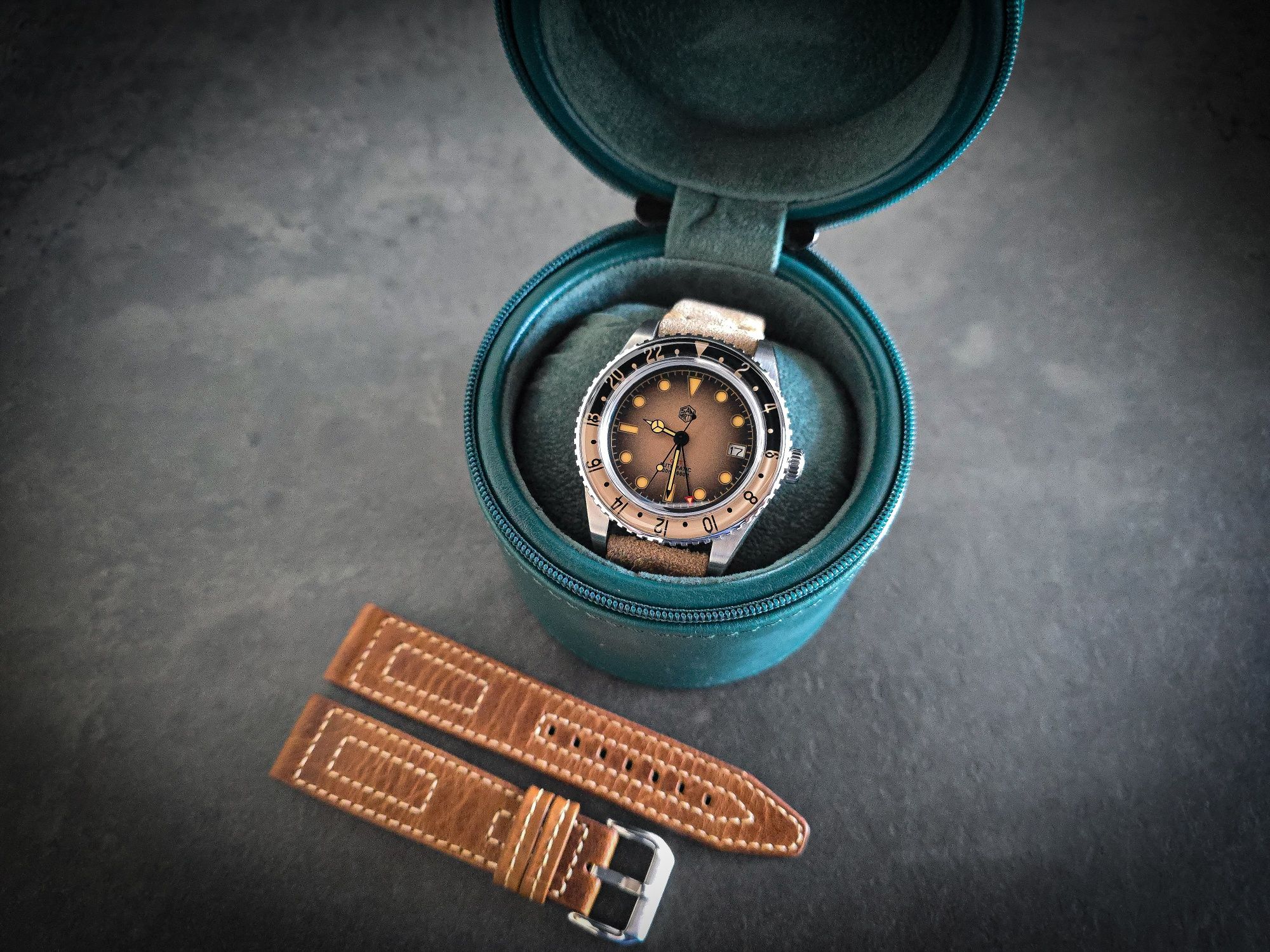 NOVO Relógio + ofertas San Martin Automático GMT sandwich dial