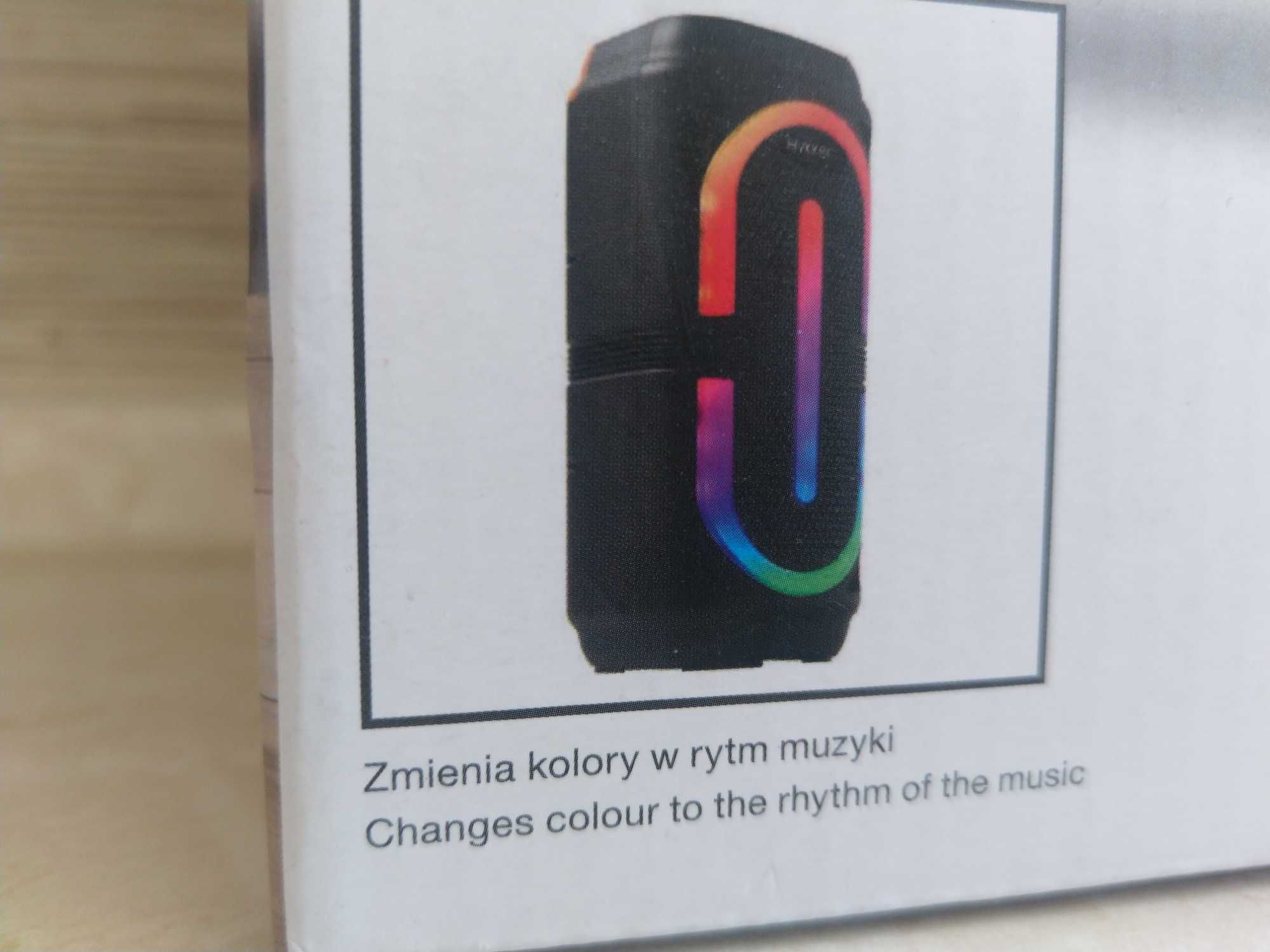 HIT Głośnik bezprzewodowy PARTY radio usb LED bluetooth aux KURIER