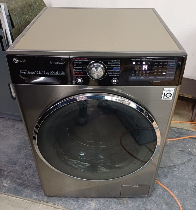 10.5/7 кг пралка пральна машина з сушкою LG WI-FI пар срібна