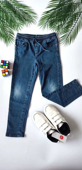 Spodnie jeansowe chłopięce 134/140 Lincoln&Sharks z gumką w pasie