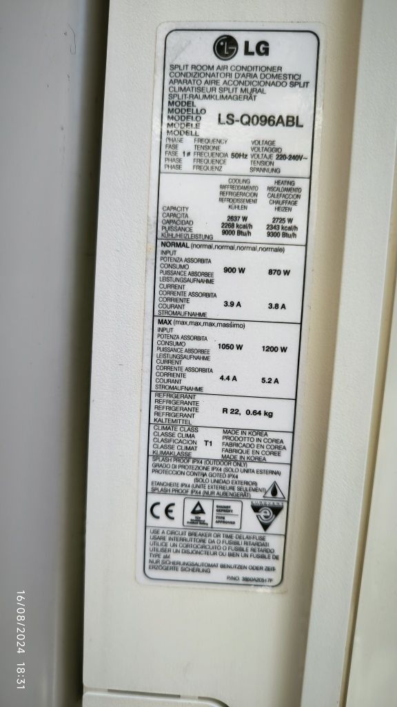 Ar-condicionado LG 9000 btu/h COMPLETO