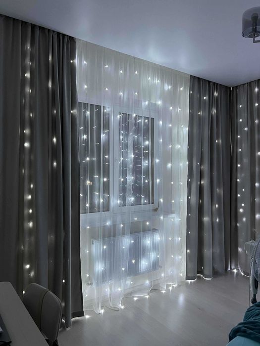 НА БАГАТО СЕЗОНІВ! Гірлянда штора на USB пульті. 3*2 м, 3*3 м, 3*1 м