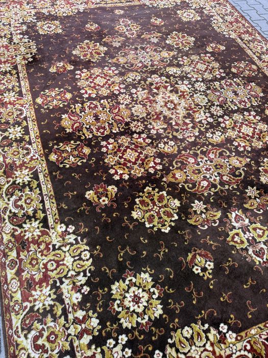 Duzy dywan klasyczny - brąz/bordo ze zlotymi ornamentami 350x250 DOWOZ