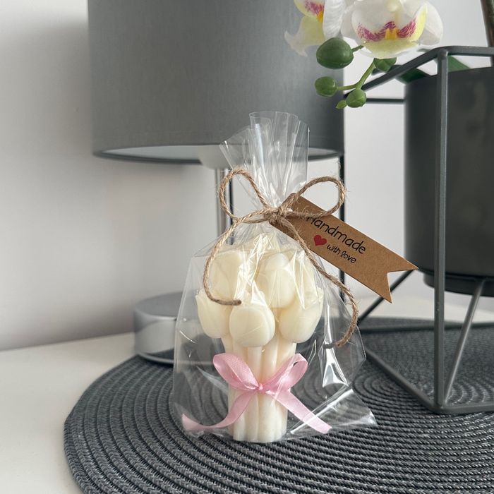 Świeca handmade Bukiet tulipanów, dzień mamy