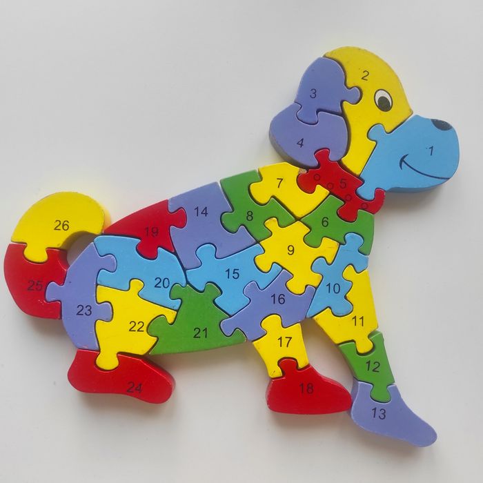 Puzzle piesek drewniane