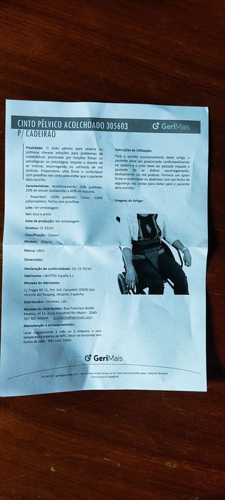 Cinto pélvico alcochoado para cadeirão prevenção de queda