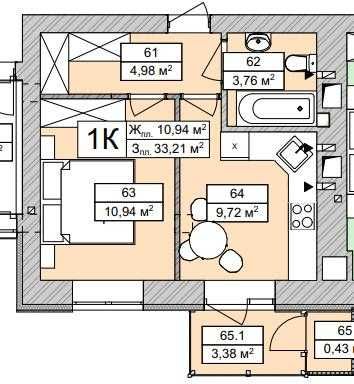 1кімнатна квартира з першим внеском 9500 дол.