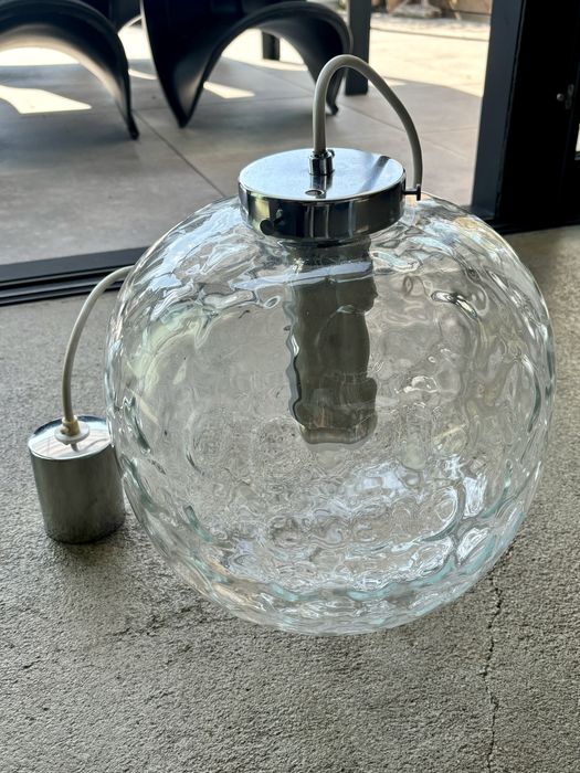 Wisząca Szklana Lampa Kula Bubble Glashütte Limburg Space Age Modern