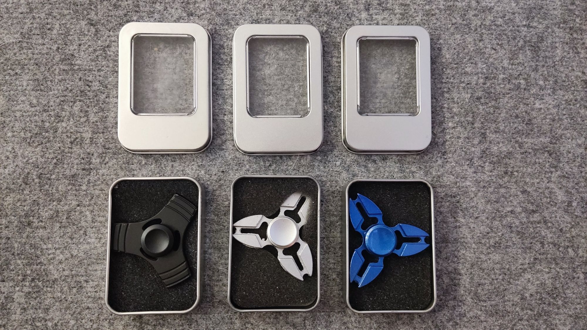 Ekskluzywne aluminiowe fidget spinnery – zestaw 3 sztuk