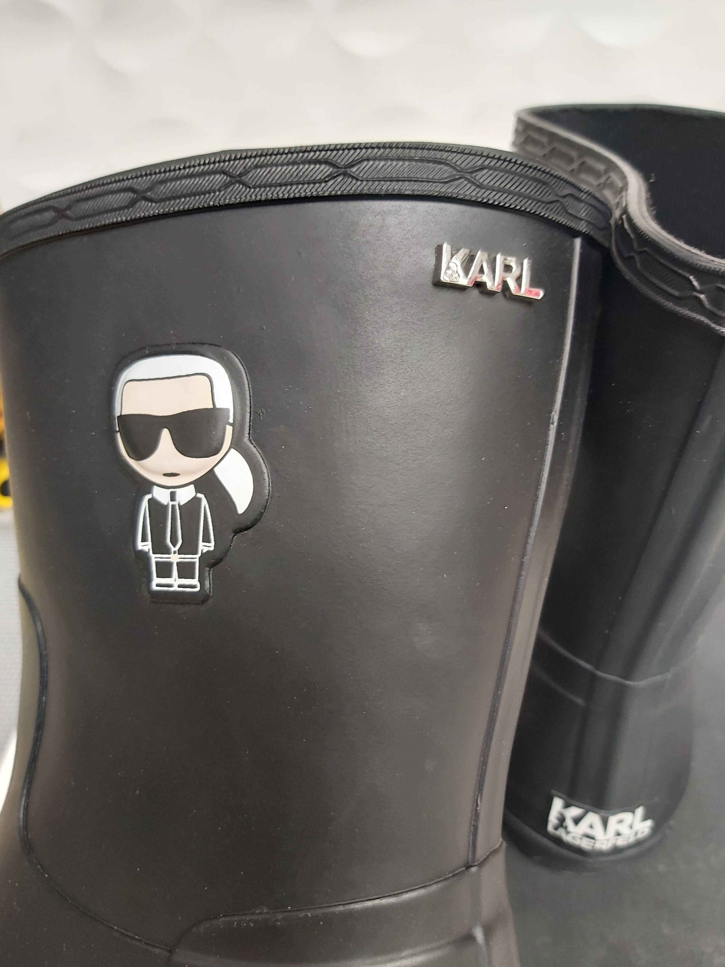 NOWE kqlosze KARL LAGERFELD czarne 40 iconic midi boot a357