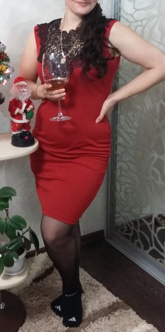 Oodji сукня червона, плаття коктельне, платье 46-48(M-L)