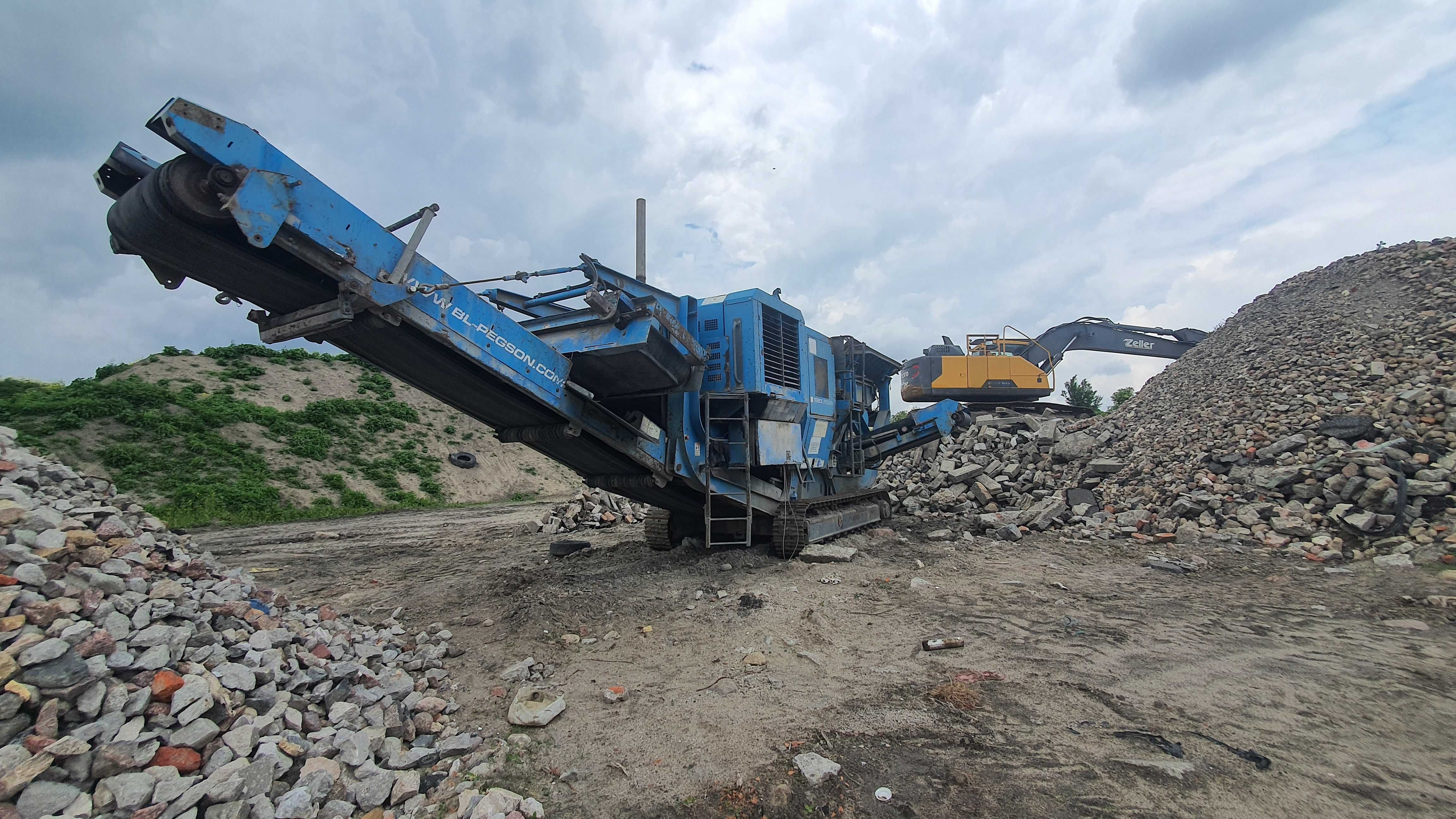 Usługi kruszarką Terex Pegson, Kruszenie Betonu, kamienia, cegły