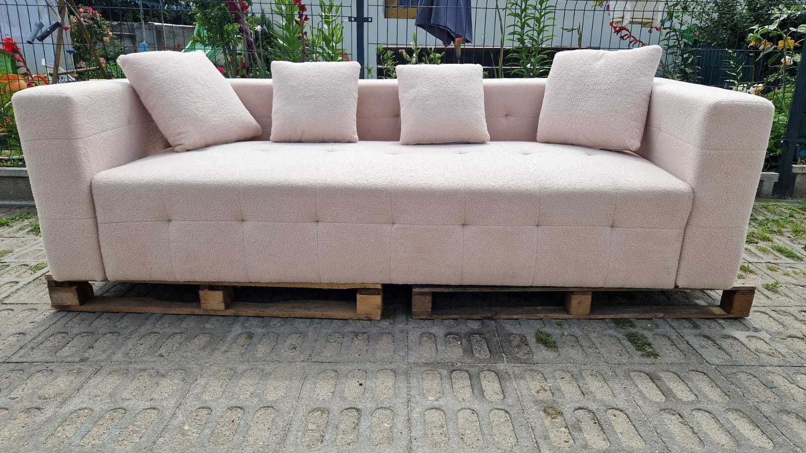Sofa 3 os kanapa Sztruksowa pluszowa poduszki beżowa kremowa f spania