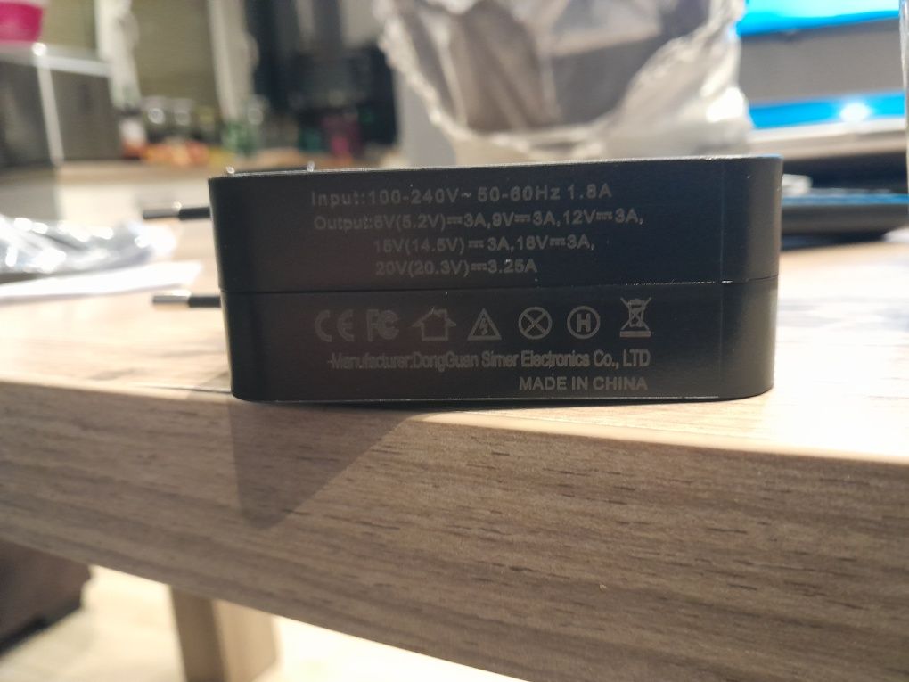 Zasilacz ładowarka do laptopa 65w usb-c 20v 3.25a