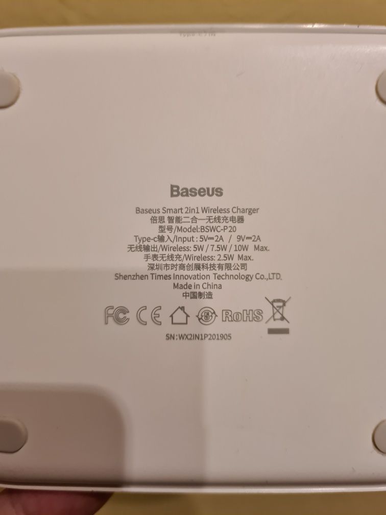 Беспроводное зарядное устройство Baseus Smart 2in1 bswc-p20  10w