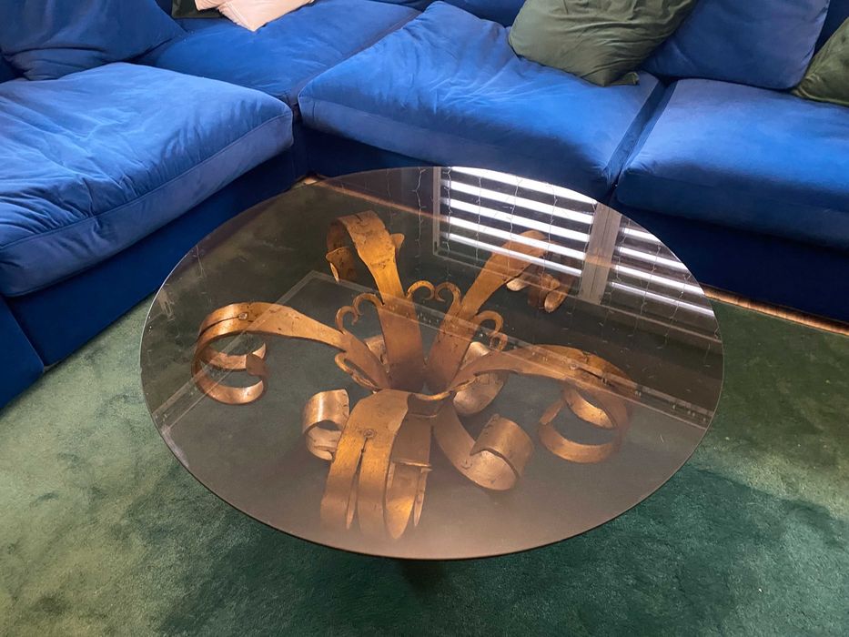 Stylowy stolik kawowy z kutego metalu unikatowy design w stylu vintage