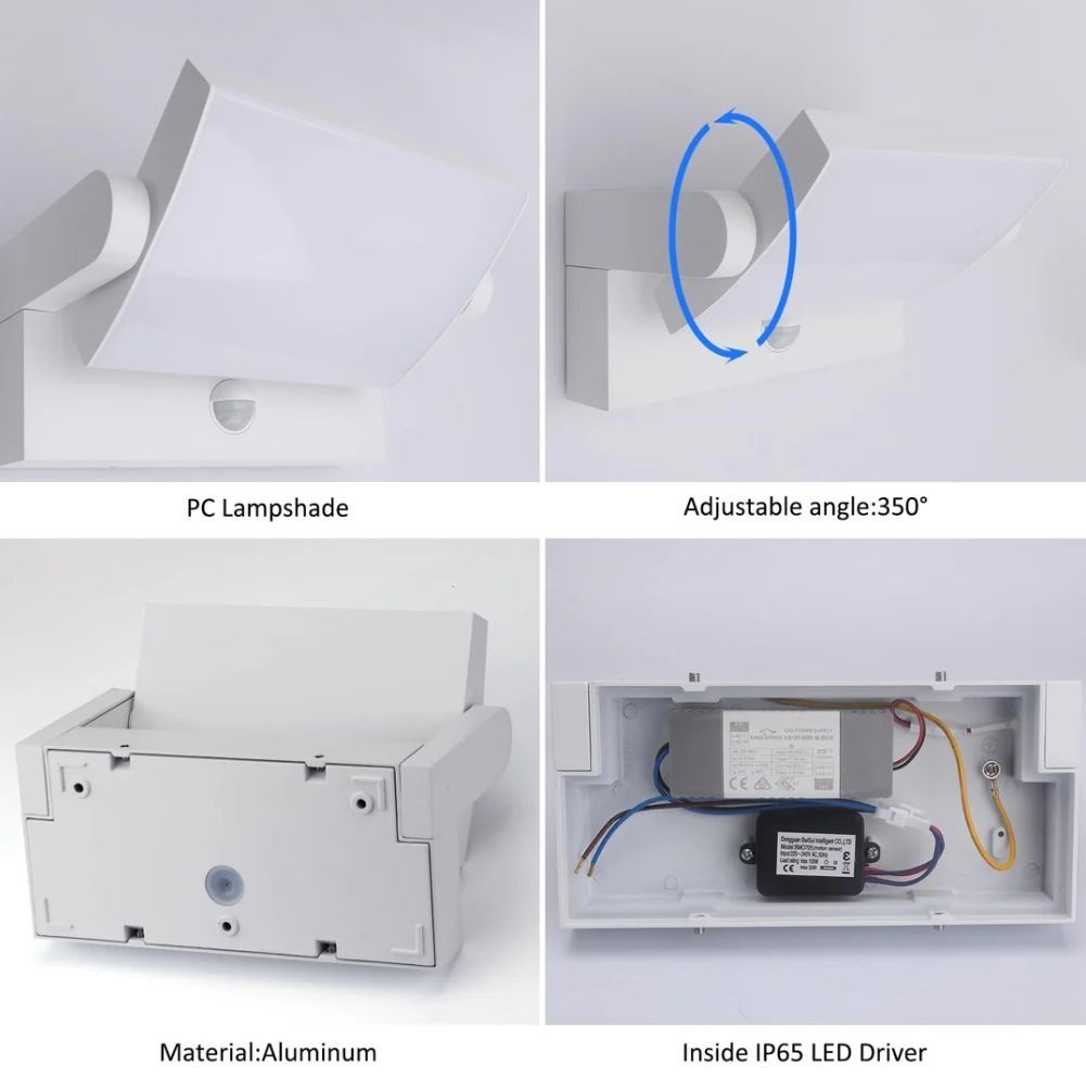 Klighten 24W zewnętrzna lampa zewnętrzna z czujnikiem ruchu