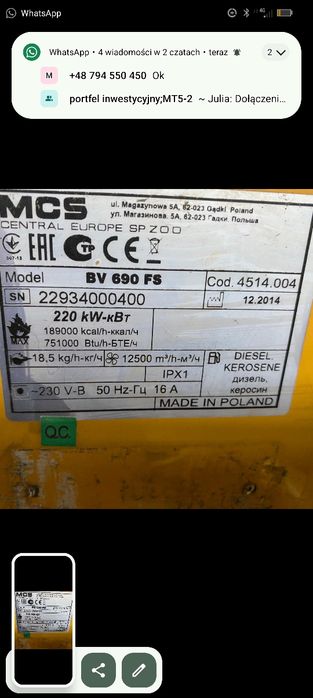 Nagrzewnica olejowa multiolejowa 220 kw master piec na olej , olejow