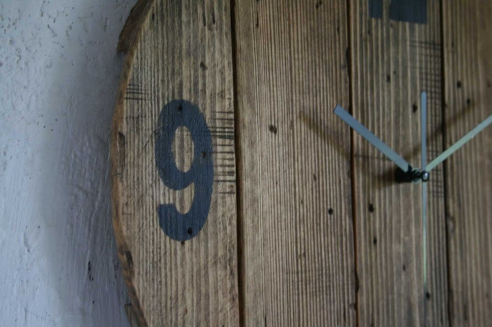 Zegar ścienny drewniany rustykalny boho loft rękodzieło