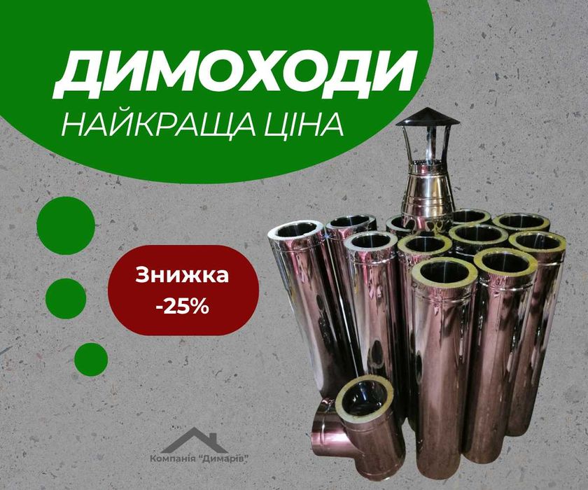 Димохід сендвіч для камінів / утеплений нержавіючий димар / Камін піч