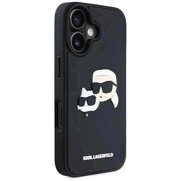 Etui Karl Lagerfeld HC 3D Rubber Double Heads na iPhone 16 - czarne