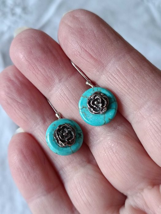 Серебро и бирюза. Серьги и ожерелье. Винтаж. Европа