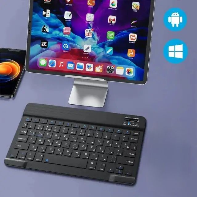 АКУМУЛЯТОРНА безпровідна ТИХА Bluetooth клавіатура Ipad Андро Укр НОВА