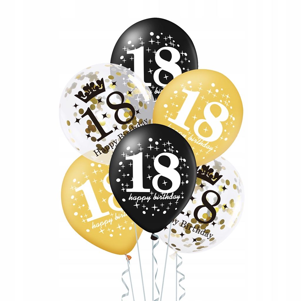 balony na cyfra 18 urodziny zestaw osiemnastka 12 sztuk