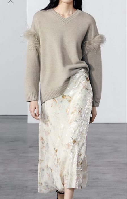 Неймовірна спідниця міді Zara в паєтки XL