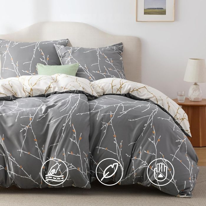 Elegancki Komplet Pościeli BEDSURE 135x200cm 4-częściowy Dwustronny