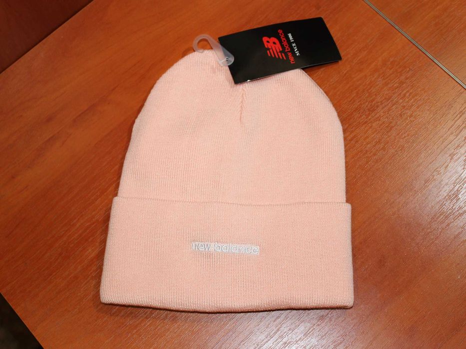New Balance cuffed beanie linear logo unisex шапка оригінал рожева