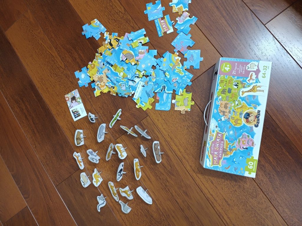 Puzzle Czu Czu mapa świata zwierzęta