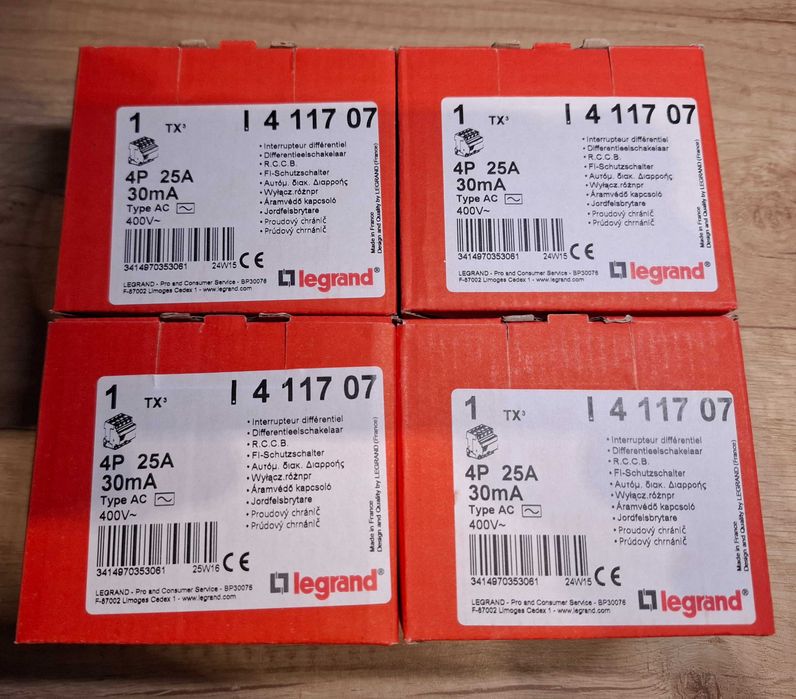 Wyłącznik różnicowoprądowy Legrand 4P 25A 30mA typu AC 411707