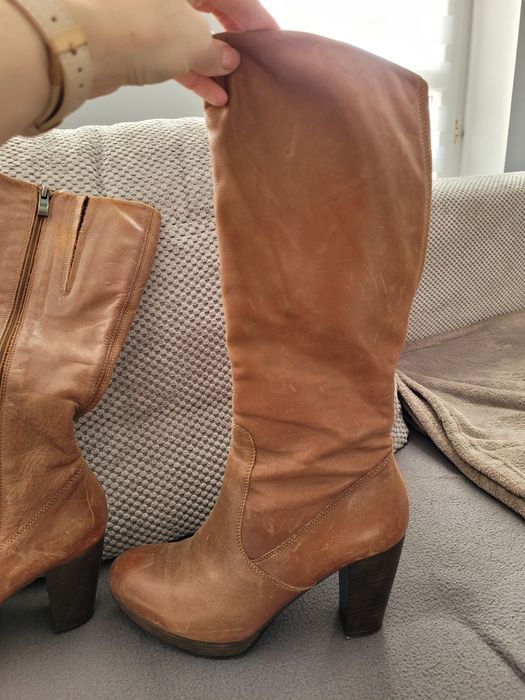 Kozaki skórzane brązowe