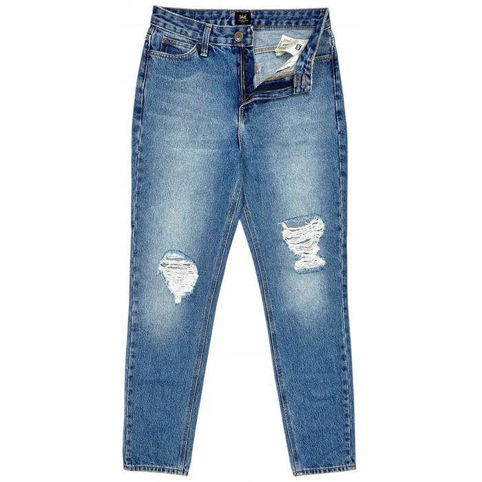 Lee Mom Straight Jeansy Damskie Spodnie Wysoki Stan Logo r. W27 L31