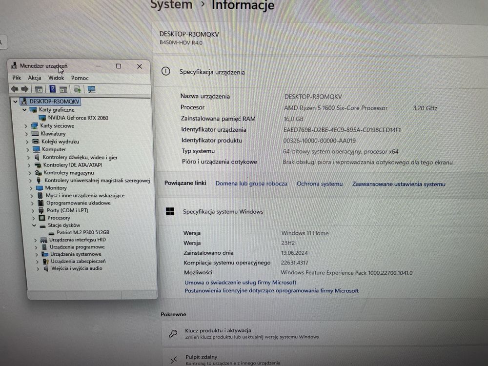 Komputer Gamingowy RTX 2060, Ryzen 5, 16GB RAM