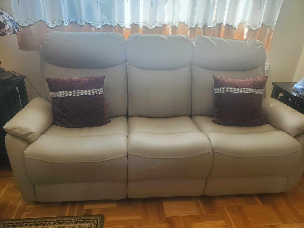 Skórzany zestaw kanapa i 2 fotele